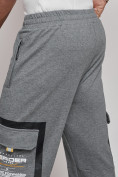 Купить Широкие спортивные брюки трикотажные мужские серого цвета 12908Sr, фото 19
