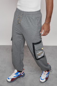 Купить Широкие спортивные брюки трикотажные мужские серого цвета 12908Sr, фото 20