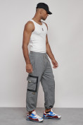 Купить Широкие спортивные брюки трикотажные мужские серого цвета 12908Sr, фото 23