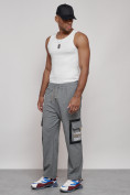 Купить Широкие спортивные брюки трикотажные мужские серого цвета 12908Sr, фото 6