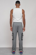 Купить Широкие спортивные брюки трикотажные мужские серого цвета 12908Sr, фото 8