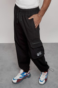 Купить Широкие спортивные брюки трикотажные мужские черного цвета 12910Ch, фото 18