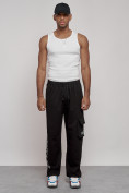 Купить Широкие спортивные брюки трикотажные мужские черного цвета 12910Ch, фото 4