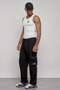 Купить Широкие спортивные брюки трикотажные мужские черного цвета 12910Ch, фото 5