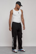 Купить Широкие спортивные брюки трикотажные мужские черного цвета 12910Ch, фото 6