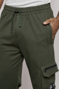 Купить Широкие спортивные брюки трикотажные мужские цвета хаки 12910Kh, фото 14
