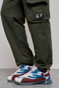 Купить Широкие спортивные брюки трикотажные мужские цвета хаки 12910Kh, фото 16