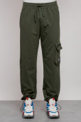 Купить Широкие спортивные брюки трикотажные мужские цвета хаки 12910Kh, фото 17
