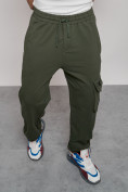 Купить Широкие спортивные брюки трикотажные мужские цвета хаки 12910Kh, фото 18