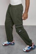 Купить Широкие спортивные брюки трикотажные мужские цвета хаки 12910Kh, фото 19