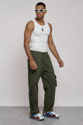 Купить Широкие спортивные брюки трикотажные мужские цвета хаки 12910Kh, фото 6