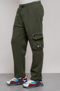 Купить Широкие спортивные брюки трикотажные мужские цвета хаки 12910Kh, фото 9