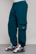 Купить Широкие спортивные брюки трикотажные мужские синего цвета 12910S, фото 10