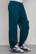 Купить Широкие спортивные брюки трикотажные мужские синего цвета 12910S, фото 11