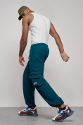Купить Широкие спортивные брюки трикотажные мужские синего цвета 12910S, фото 20