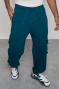 Купить Широкие спортивные брюки трикотажные мужские синего цвета 12910S, фото 22
