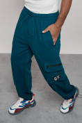 Купить Широкие спортивные брюки трикотажные мужские синего цвета 12910S, фото 23