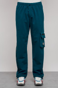 Купить Широкие спортивные брюки трикотажные мужские синего цвета 12910S, фото 5