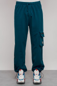 Купить Широкие спортивные брюки трикотажные мужские синего цвета 12910S, фото 9