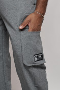 Купить Широкие спортивные брюки трикотажные мужские серого цвета 12910Sr, фото 16