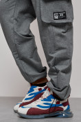 Купить Широкие спортивные брюки трикотажные мужские серого цвета 12910Sr, фото 17