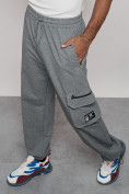 Купить Широкие спортивные брюки трикотажные мужские серого цвета 12910Sr, фото 19