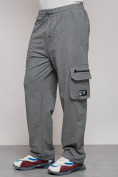 Купить Широкие спортивные брюки трикотажные мужские серого цвета 12910Sr, фото 21