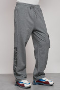 Купить Широкие спортивные брюки трикотажные мужские серого цвета 12910Sr, фото 22