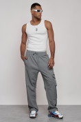 Купить Широкие спортивные брюки трикотажные мужские серого цвета 12910Sr, фото 24