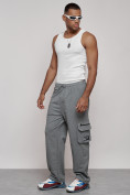 Купить Широкие спортивные брюки трикотажные мужские серого цвета 12910Sr, фото 8