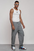 Купить Широкие спортивные брюки трикотажные мужские серого цвета 12910Sr, фото 9