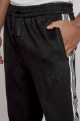 Купить Спортивные мужские джоггеры из бархатного трикотажа черного цвета 12925Ch, фото 9