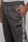 Купить Спортивные мужские джоггеры из бархатного трикотажа серого цвета 12925Sr, фото 10