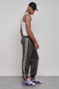 Купить Спортивные мужские джоггеры из бархатного трикотажа серого цвета 12925Sr, фото 3
