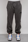 Купить Спортивные мужские джоггеры из бархатного трикотажа серого цвета 12925Sr, фото 5