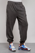Купить Спортивные мужские джоггеры из бархатного трикотажа серого цвета 12925Sr, фото 6