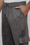 Купить Спортивные мужские джоггеры из бархатного трикотажа серого цвета 12926Sr, фото 13