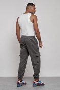 Купить Спортивные мужские джоггеры из бархатного трикотажа серого цвета 12926Sr, фото 19