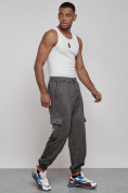 Купить Спортивные мужские джоггеры из бархатного трикотажа серого цвета 12926Sr, фото 3