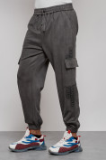 Купить Спортивные мужские джоггеры из бархатного трикотажа серого цвета 12926Sr, фото 8