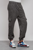 Купить Спортивные мужские джоггеры из бархатного трикотажа серого цвета 12926Sr, фото 9