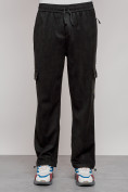Купить Спортивные мужские штаны из бархатного трикотажа черного цвета 12929Ch, фото 10