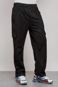 Купить Спортивные мужские штаны из бархатного трикотажа черного цвета 12929Ch, фото 11