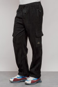 Купить Спортивные мужские штаны из бархатного трикотажа черного цвета 12929Ch, фото 12