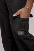 Купить Спортивные мужские штаны из бархатного трикотажа черного цвета 12929Ch, фото 14