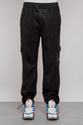 Купить Спортивные мужские штаны из бархатного трикотажа черного цвета 12929Ch, фото 17