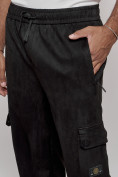 Купить Спортивные мужские штаны из бархатного трикотажа черного цвета 12929Ch, фото 21