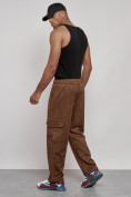 Купить Спортивные мужские штаны из бархатного трикотажа коричневого цвета 12929K, фото 14