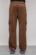 Купить Спортивные мужские штаны из бархатного трикотажа коричневого цвета 12929K, фото 18