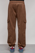 Купить Спортивные мужские штаны из бархатного трикотажа коричневого цвета 12929K, фото 23